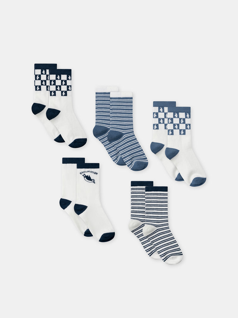 Juego de 5 calcetines de pingüino para chico
