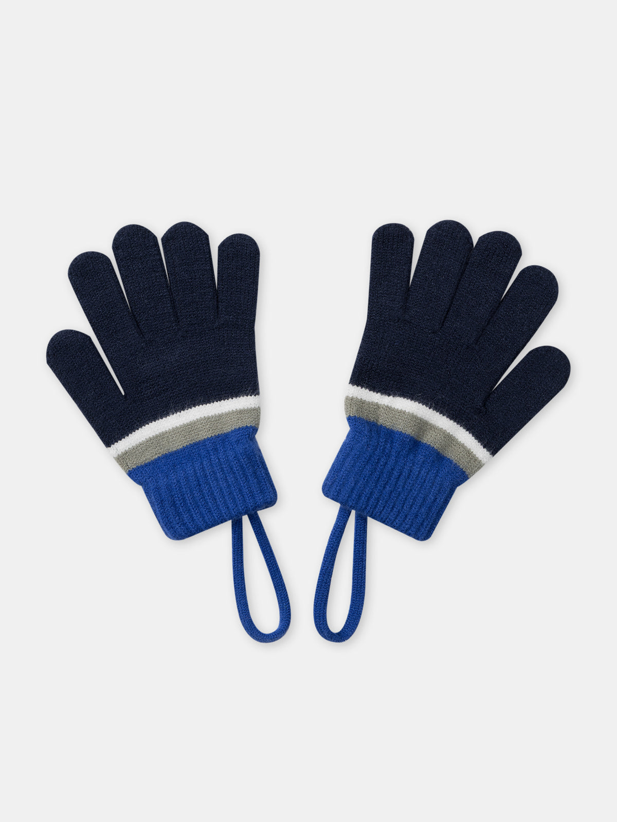 Guantes azul marino a rayas para niño