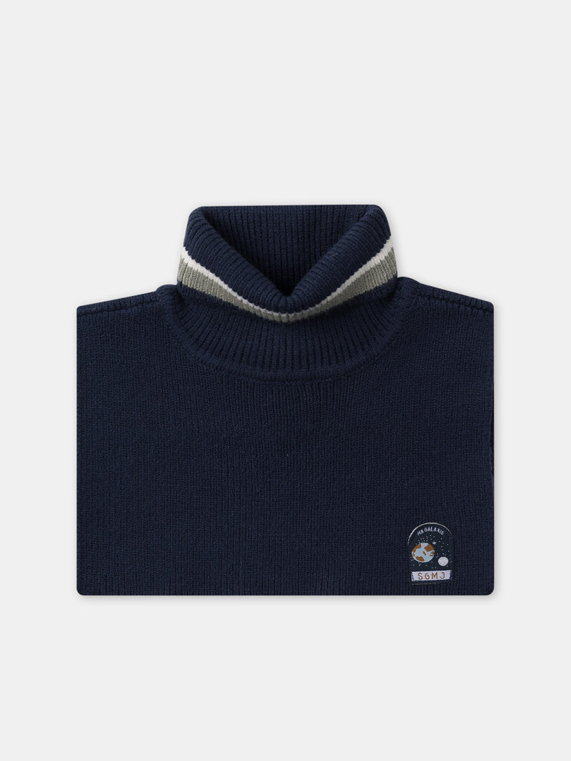 Plastrón azul marino con rayas niño