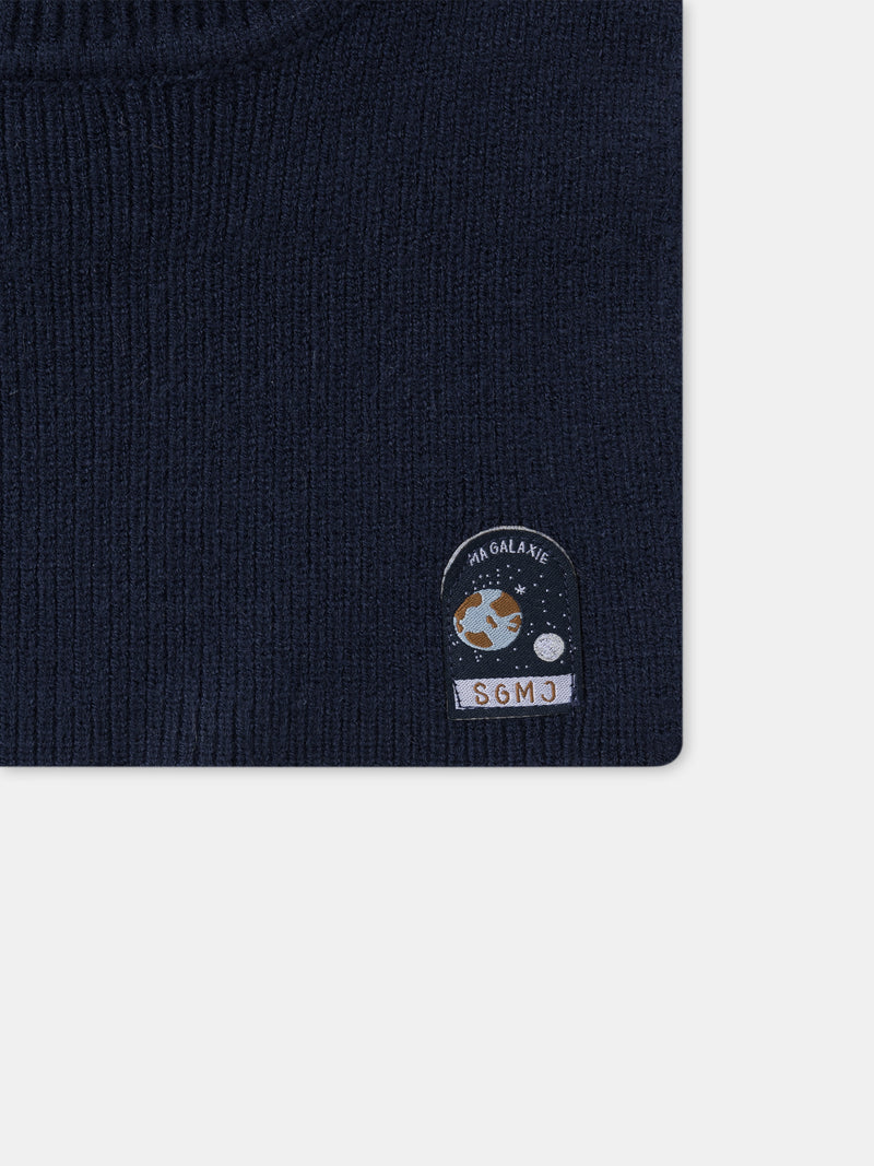 Plastrón azul marino con rayas niño