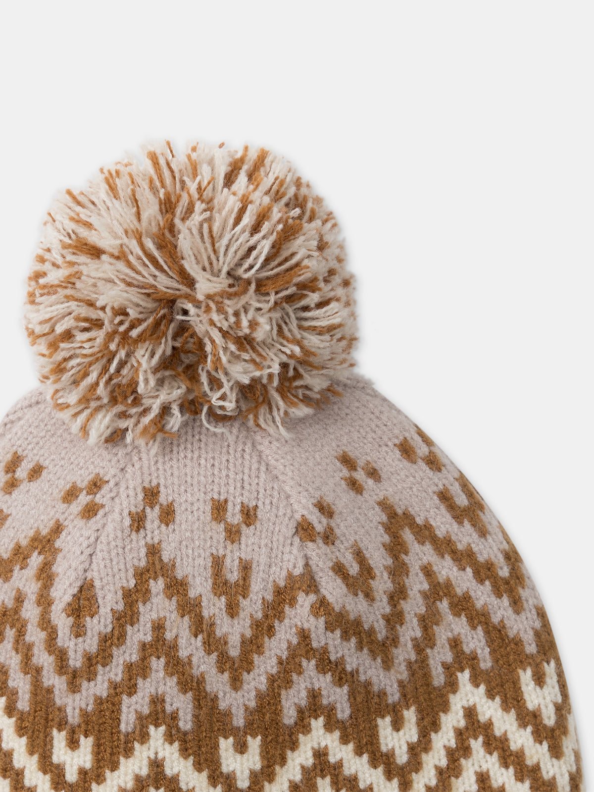 Gorro calienta orejas ecru y beige con pompón para Chicas