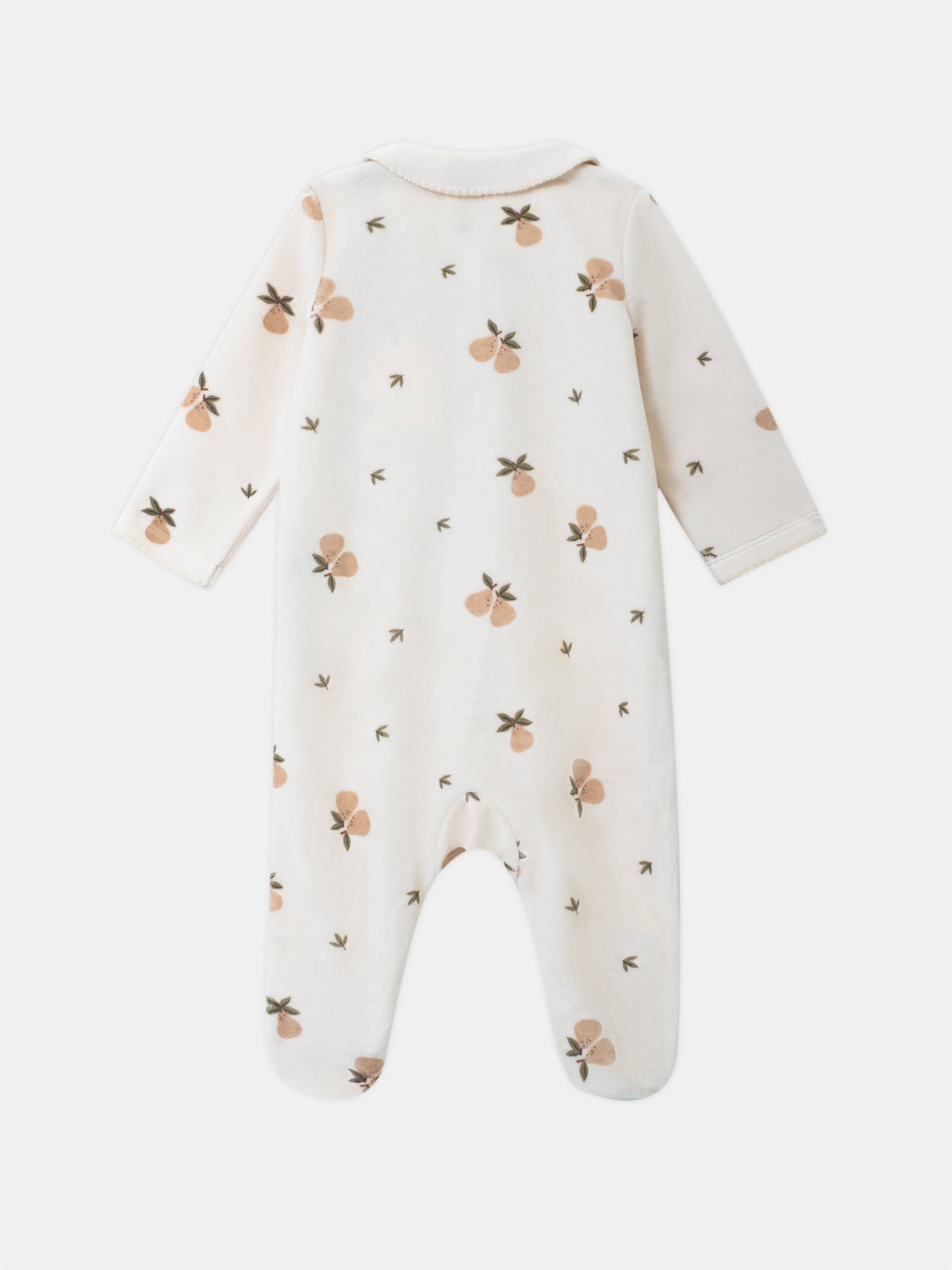 Pijama de Terciopelo Vainilla con Impresión de Peras Bebé Chica