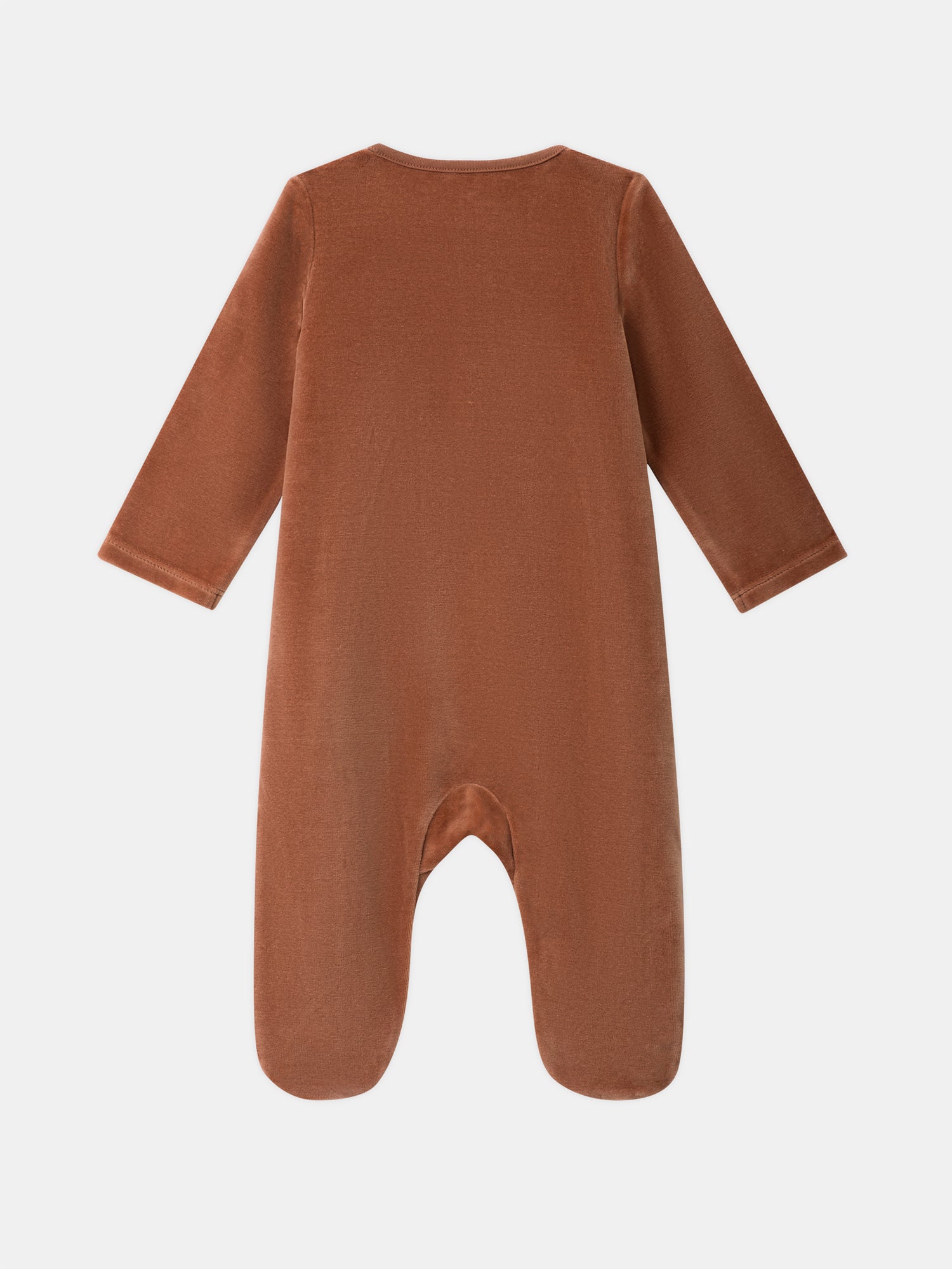 Pijama de terciopelo marrón con parche de cara de zorro Bebé Chico