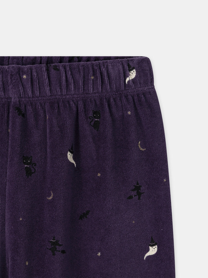 Pyjama d'Halloween violet + ailes de chauve-souris Fille