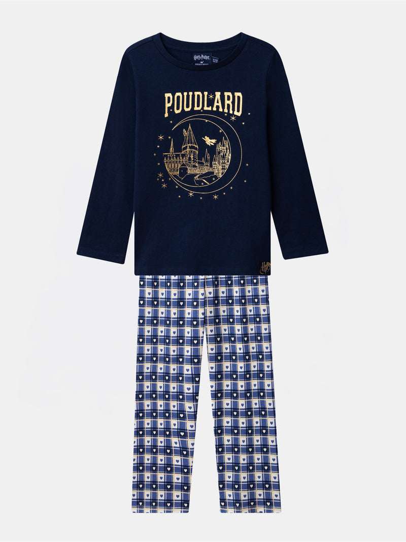 Pyjama Harry Potter bleu marine imprimé "Poudlard" Fille