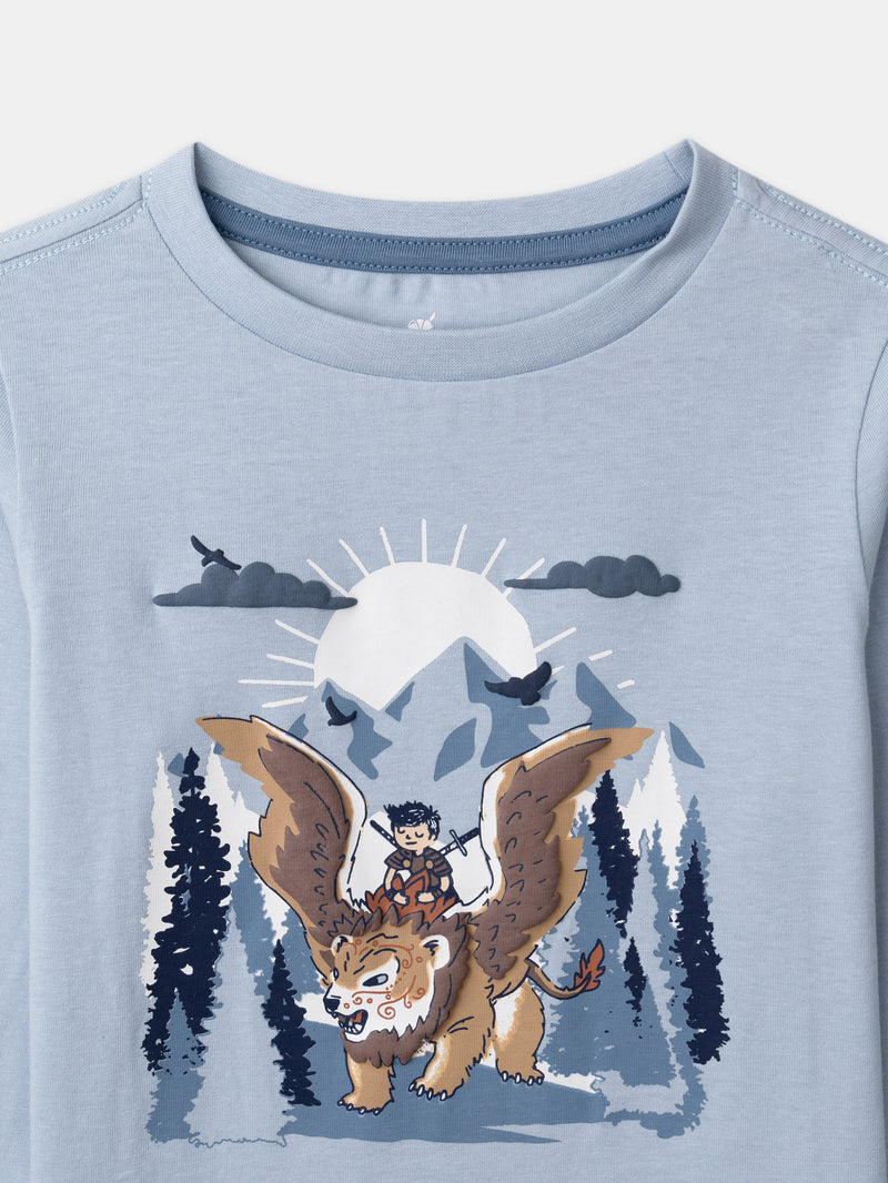 Pijamas azul cielo y marino con estampado de grifón Chico