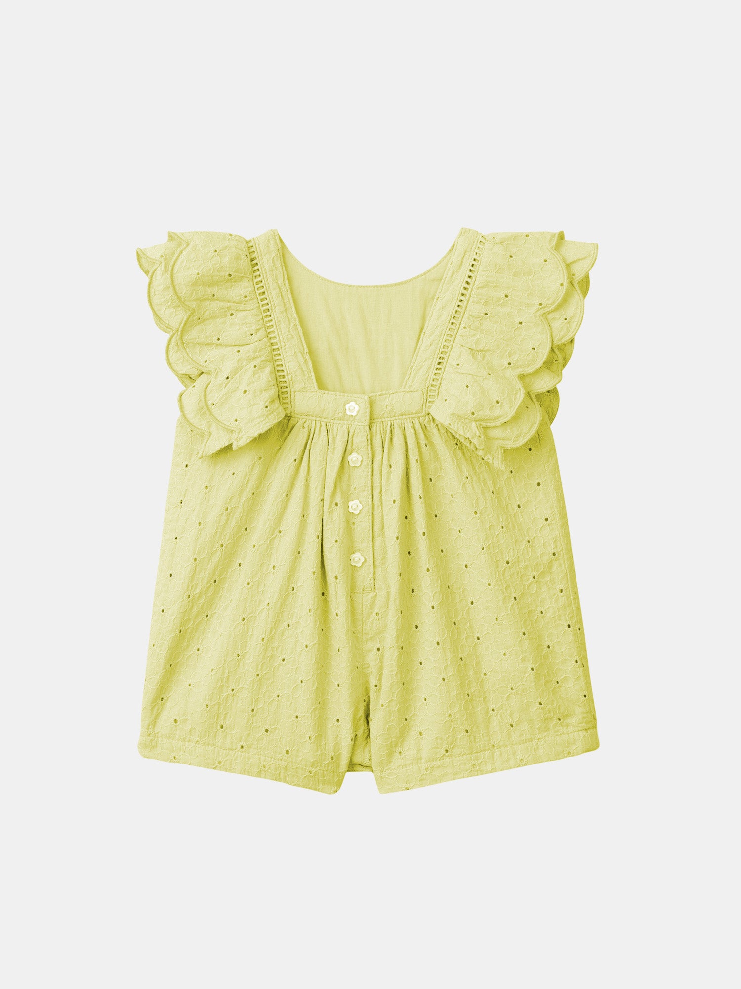 Mono amarillo con brodería floral Bebé Chica