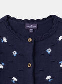 Cárdigan de color azul marino texturizado con flores bordadas LACORRINE / 24H1BFJ2CAR070