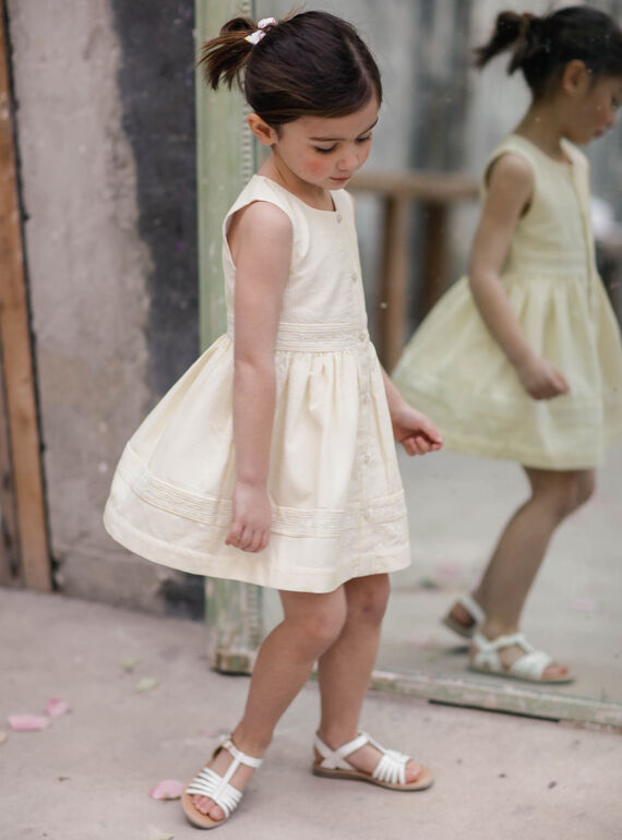 Vestido de rayas de color amarillo limón, para niña ZIRAYETTE / 21E2PFO2CHSB104