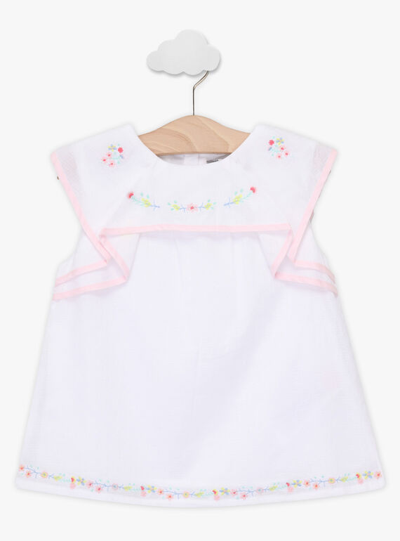 Camisa de volantes de color crudo para niña TYBOETTE / 20E2PFJ1CHE000