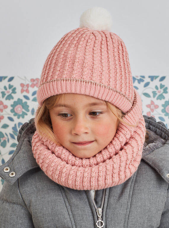 Gorro de punto de fantasía de color rosa pastel para niña BLODAETTE / 21H4PFD1BOND300