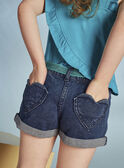 Short vaquero oscuro y cinturón con brillo para niña CAUJENETTE 1 / 22E2PFT2SHOK005