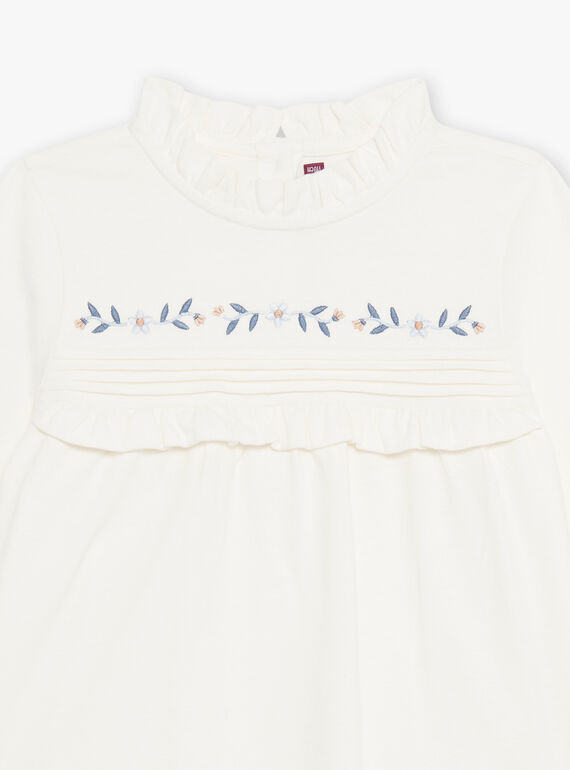 Camiseta de color crudo con volantes DIACHETTE / 22H2PFY3TML001