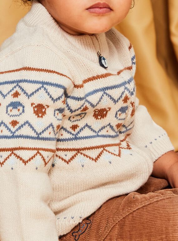 Cárdigan beige de punto y jacquard de animales y estampado de fantasía DASICHARD / 22H1BGY1GILA001