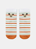 Calcetines de color verde arcilla, naranja y blanco roto con estampado de rayas KAAMI / 24E4BG34SOQA001