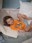 Pijama naranja y azul con estampado de monstruos para niño CAMONAGE / 22E5PG56PYJ400