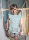Pijama azul turquesa con estampado de dinosaurio y flor para niña CHOUFIETTE / 22E5PF51PYJ203