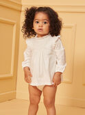Blusa-body de color crudo con volantes LACOLINE / 24H1BFJ1BOD001