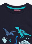 Camiseta de color azul marino con estampado de dinosaurio para niño CYDOAGE2 / 22E3PGT2TMC070