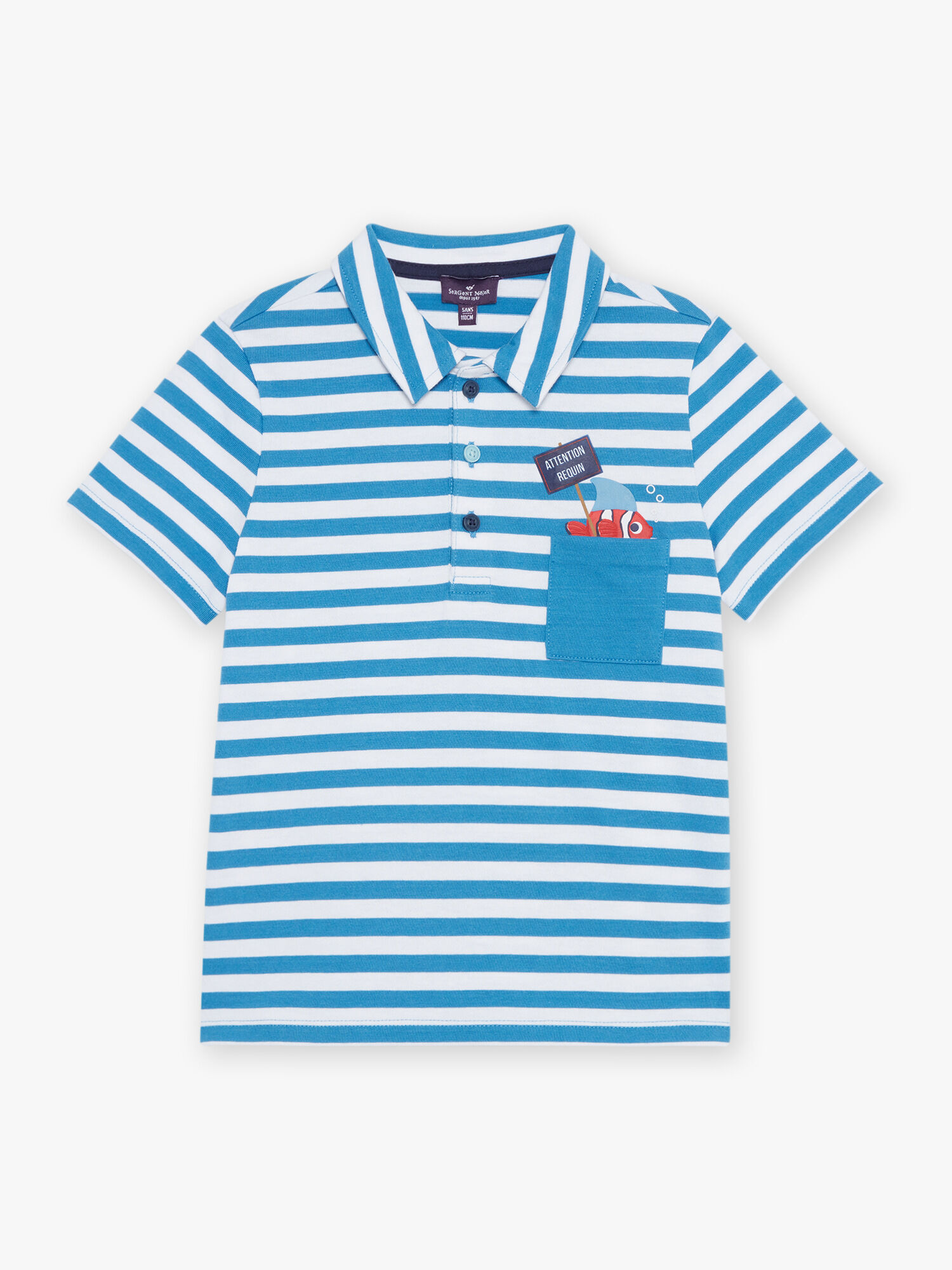 Polo con estampado de rayas azul y blanco Chico Sergent Major