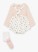 Conjunto de body, ranita y leotardos de color crudo y rosa LOUANE / 24H0CF12ENS001