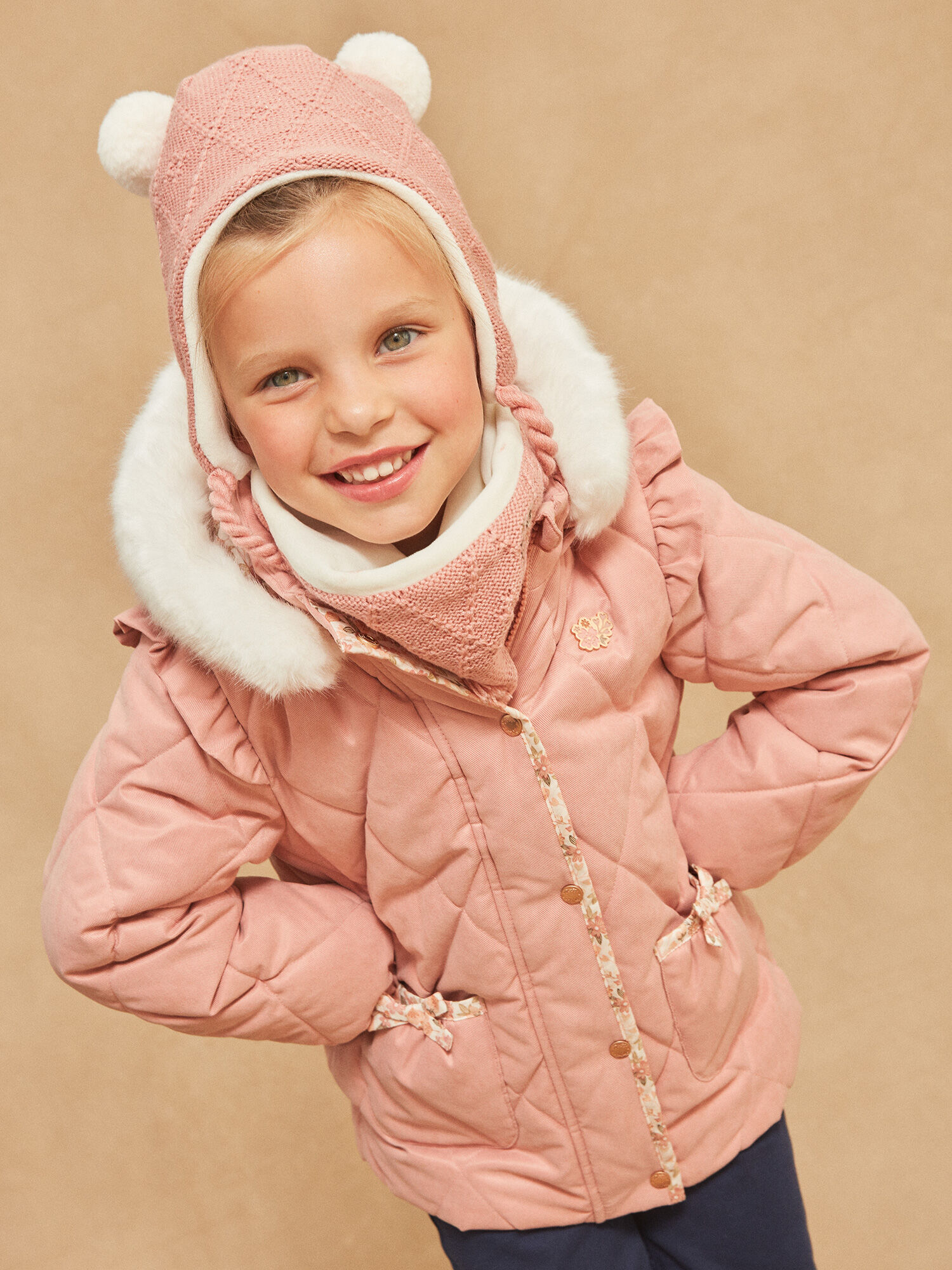 Parka acolchado rosa con capucha Chica Sergent Major