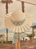 Sombrero de Paja con Cinta Estampada Floral Arena 