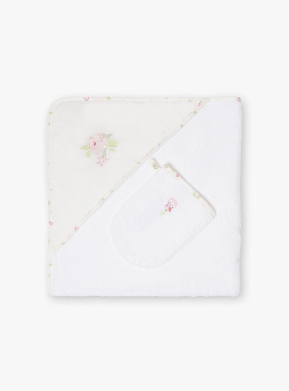 Punta de esponja y guante de color de color rosa y crudo con detalles bordados para niña recién nacida BOJANA / 21H0AF41POI001