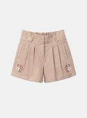 Pantalón corto beige bordado con pinzas KISHORETTE / 24E2PFC1SHO804