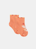 Calcetines naranjas de punto jacquard con estampado de pájaro y de flores multicolor KLOSOZETTE / 24E4PFS1SOBE405