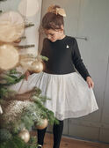 Vestido negro bimateria efecto doble prenda GLIDUOETTE / 23H2PFR2ROB090