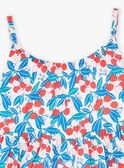 Vestido corto avolantado de color azul con estampado de flores y cerezas KRUROBETTE 1 / 24E2PFK6RBSD319
