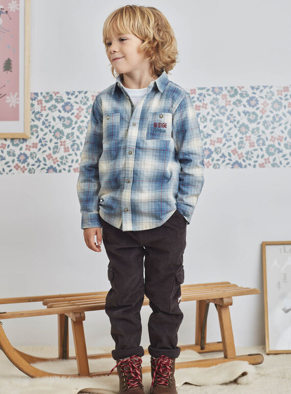 Pantalón negro de terciopelo con múltiples bolsillos para niño BOROAGE / 21H3PGO2PAN814
