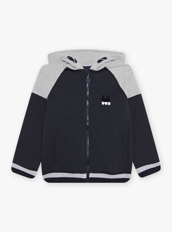 Chaqueta de chándal azul noche y gris jaspeado de baloncesto DIBAGE2 A SUPP / 22H3PGL2JGH705