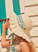 Sombrero de Paja con Cinta Estampada Floral Arena 