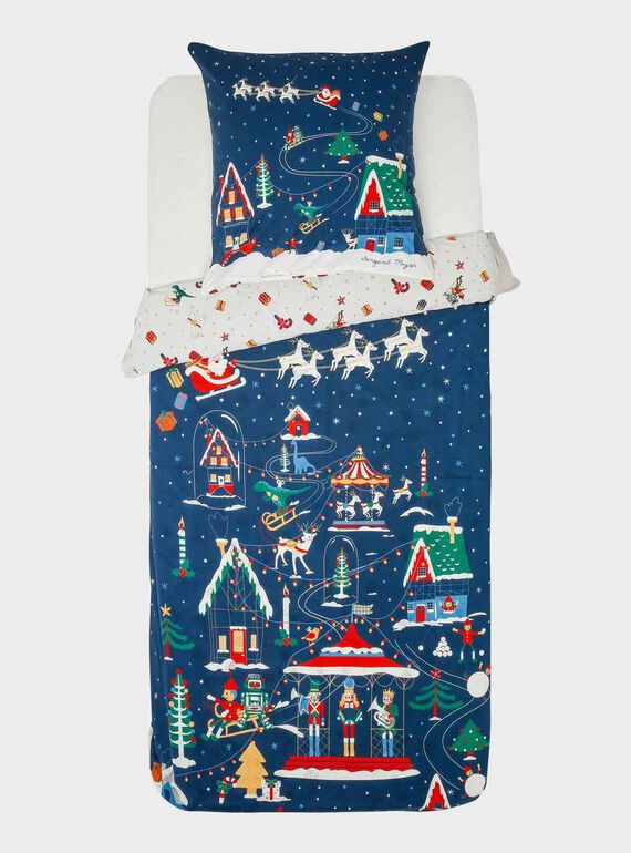 Juego de cama de Navidad de color azul marino con funda de almohada cuadrada SOCOUETTE / 19HZENS2PLCC205