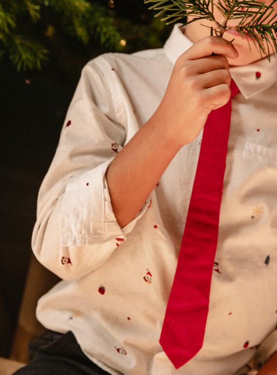 Conjunto de camisa de manga larga y corbata con estampado de navidad DUROAGE / 22H3PG61CHM001