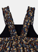 Vestido azul marino de popelina con estampado de flores y peces multicolores KAZAZIE / 24E1BFS2ROB718
