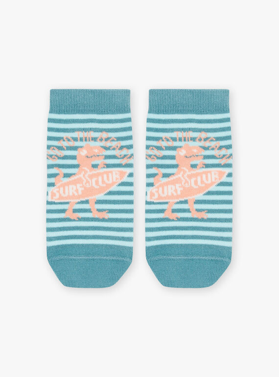 Calcetines de color azul con estampado de rayas y de dinosaurio FLUSTRAGE / 23E4PGQ1SOQ205