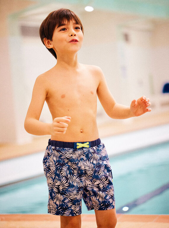 Bañador azul con estampado de hojas para niño CYSHORTAGE / 22E4PGO6MAI622