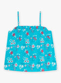 Camiseta de tirantes azul turquesa con estampado de flor y tortugas para niña CAUDEBETTE 2 / 22E2PFT2DEB202