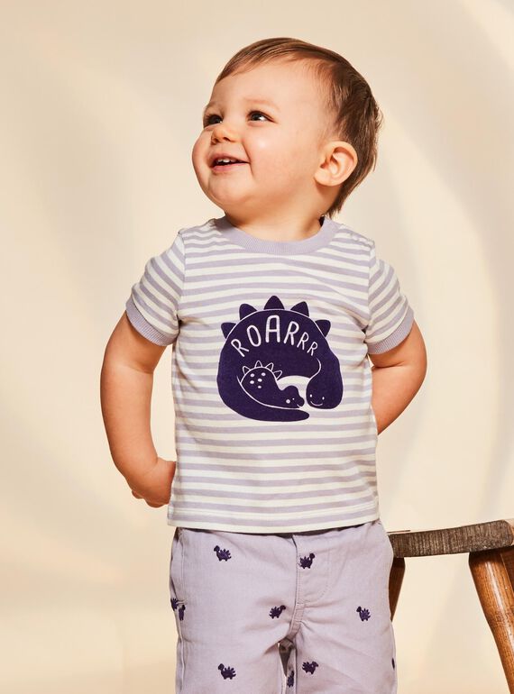Camiseta lila de manga corta con estampado de rayas FAOCTAVE / 23E1BGO1TMCH700