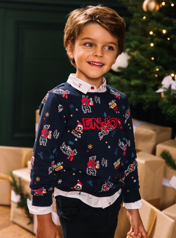 Sudadera de manga larga con estampado de oso polar DUPOMAGE / 22H3PG61SWEC205