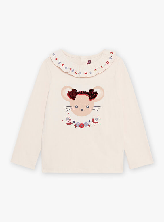 Camiseta beige de manga larga y con estampado de cara de ratón DRITIMETTE / 22H2PFX2TML808