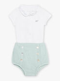 Conjunto de body crudo con cuello y cubrepañal verde para recién nacido unisex COLOAN / 22E0CMI1ENS203