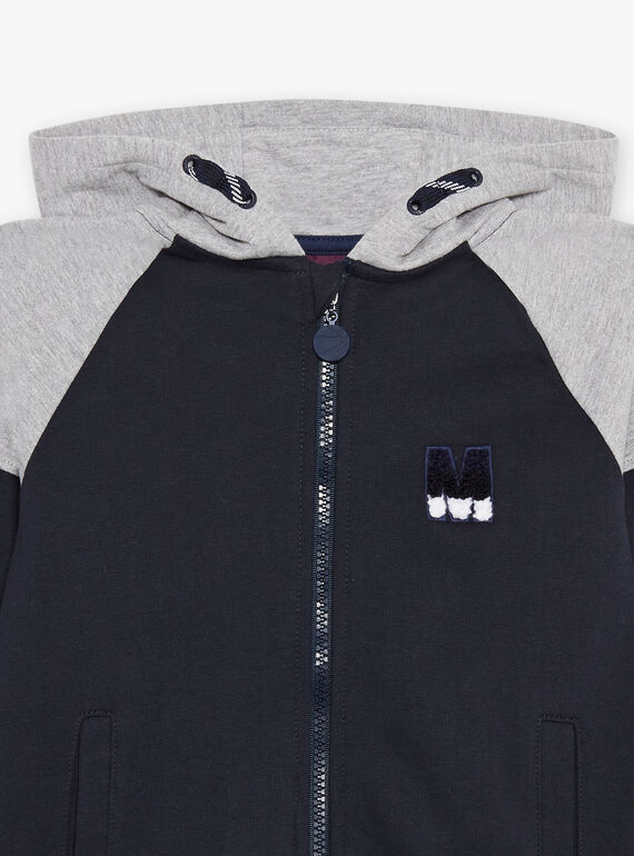 Chaqueta de chándal azul noche y gris jaspeado de baloncesto DIBAGE2 A SUPP / 22H3PGL2JGH705