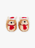 Zapatillas de casa de color marrón con dibujo en 3D de renos de Navidad GRYNOELAGE / 23F10PG62PTD802