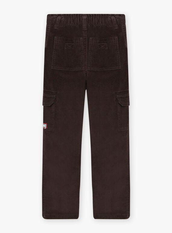 Pantalón negro de terciopelo con múltiples bolsillos para niño BOROAGE / 21H3PGO2PAN814