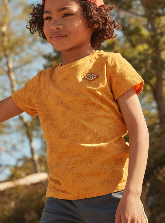 Camiseta de color amarillo mostaza con estampado de desierto FLITIAGE / 23E3PGP3TMCB106