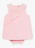 Vestido de popelina rosa con bordado de conchas y cubrepañal para bebé niña CASOLEIL / 22E1BFN1ROBD315
